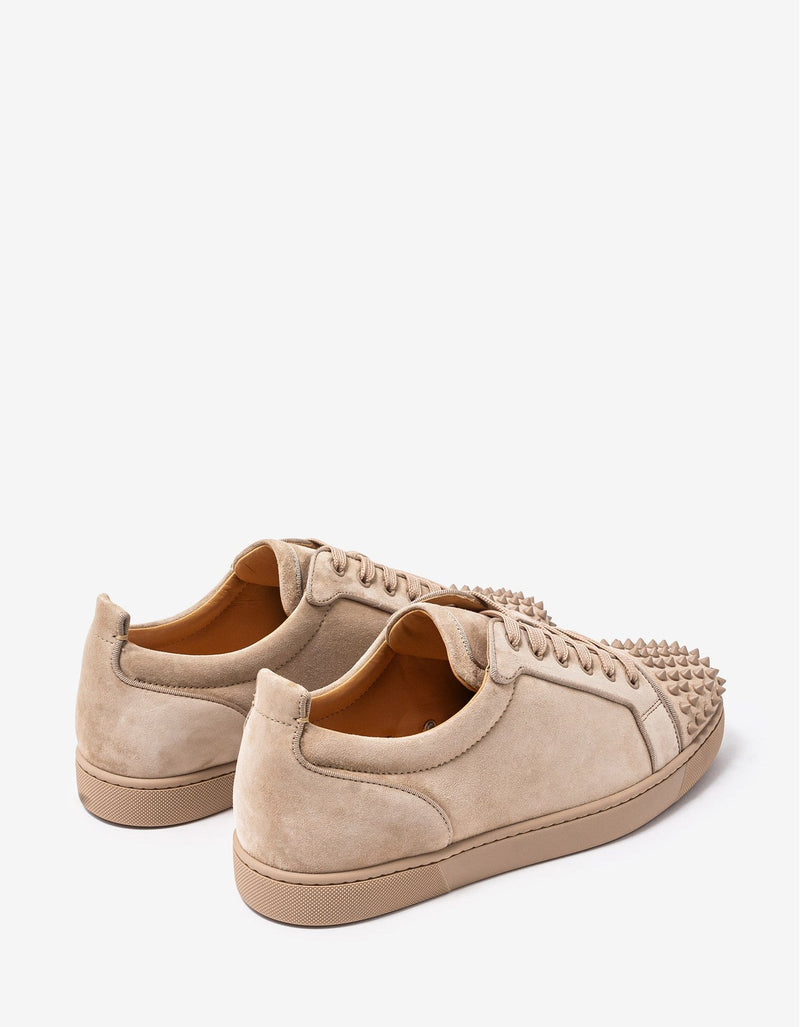 Christian Louboutin Louis Junior Spikes Orlato Beige Suede Trainers