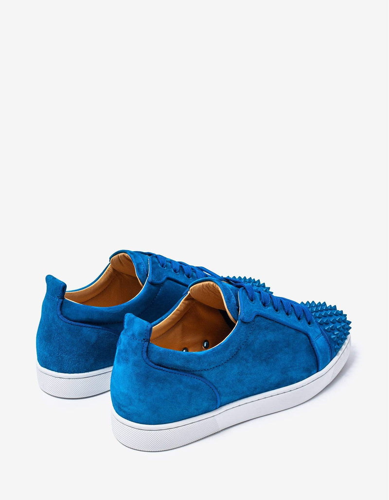 Christian Louboutin Louis Junior Spikes Orlato Blue & White Suede Trainers