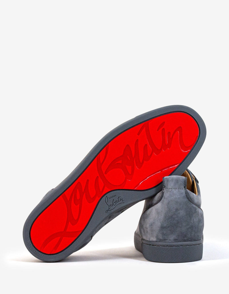 Christian Louboutin Louis Junior Spikes Orlato Islande Grey Suede Trainers