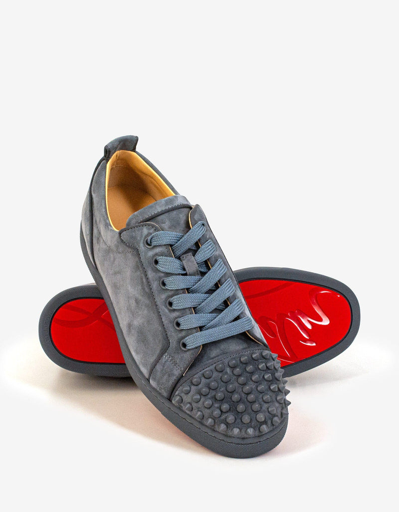 Christian Louboutin Louis Junior Spikes Orlato Islande Grey Suede Trainers