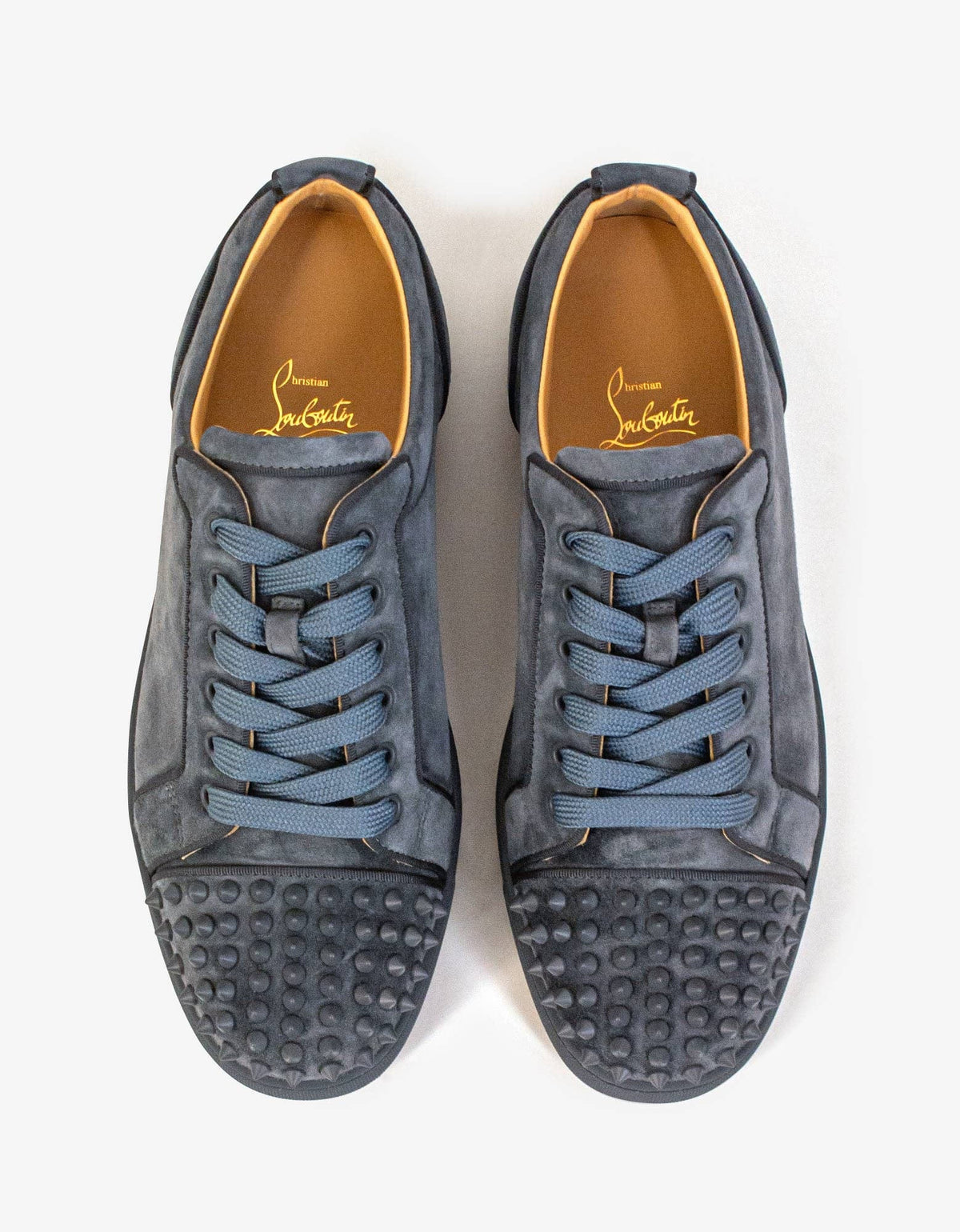 Christian Louboutin Louis Junior Spikes Orlato Islande Grey Suede Trainers