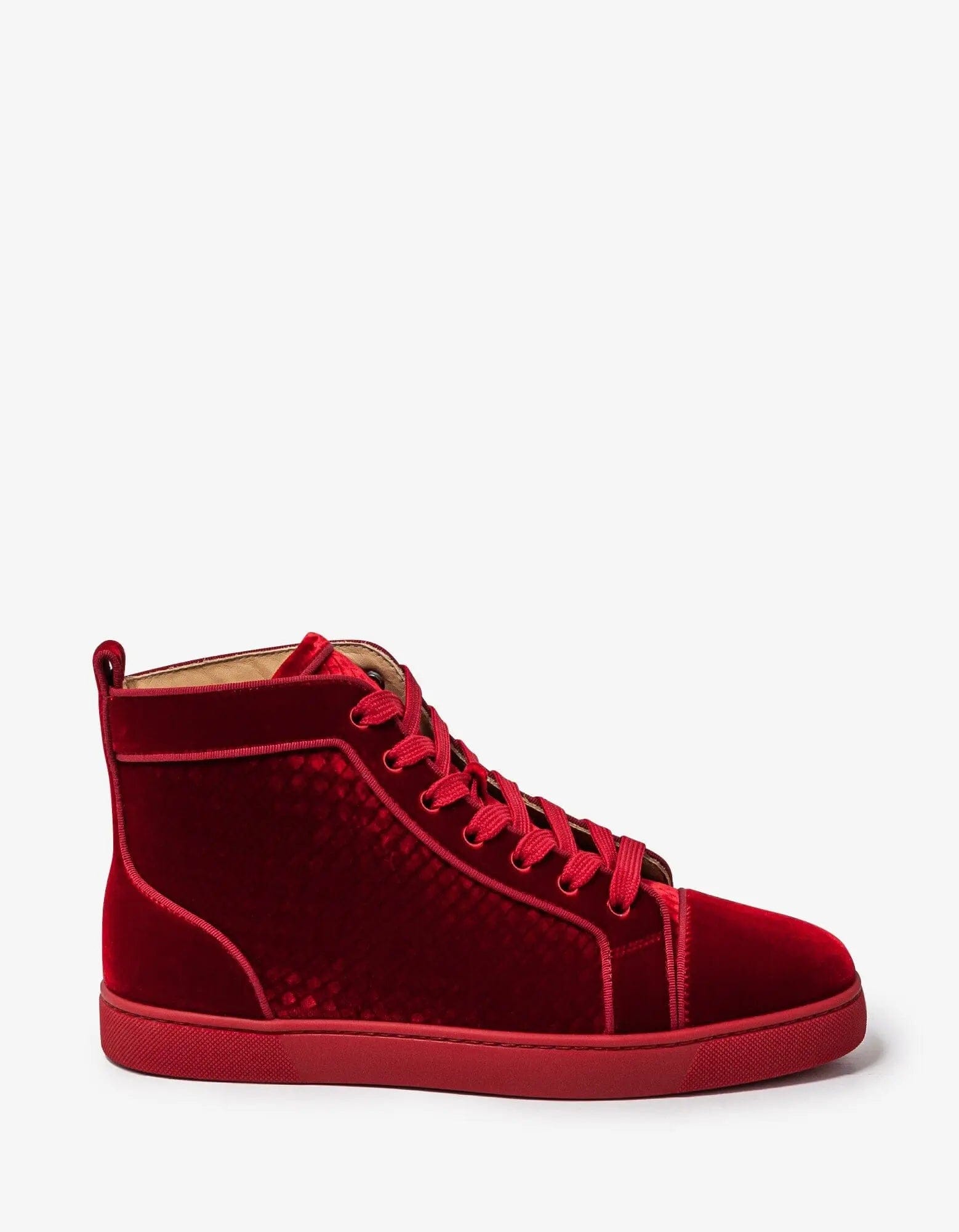 Christian Louboutin Louis Orlato Red Velvet High Top Trainers Zoo Fashions