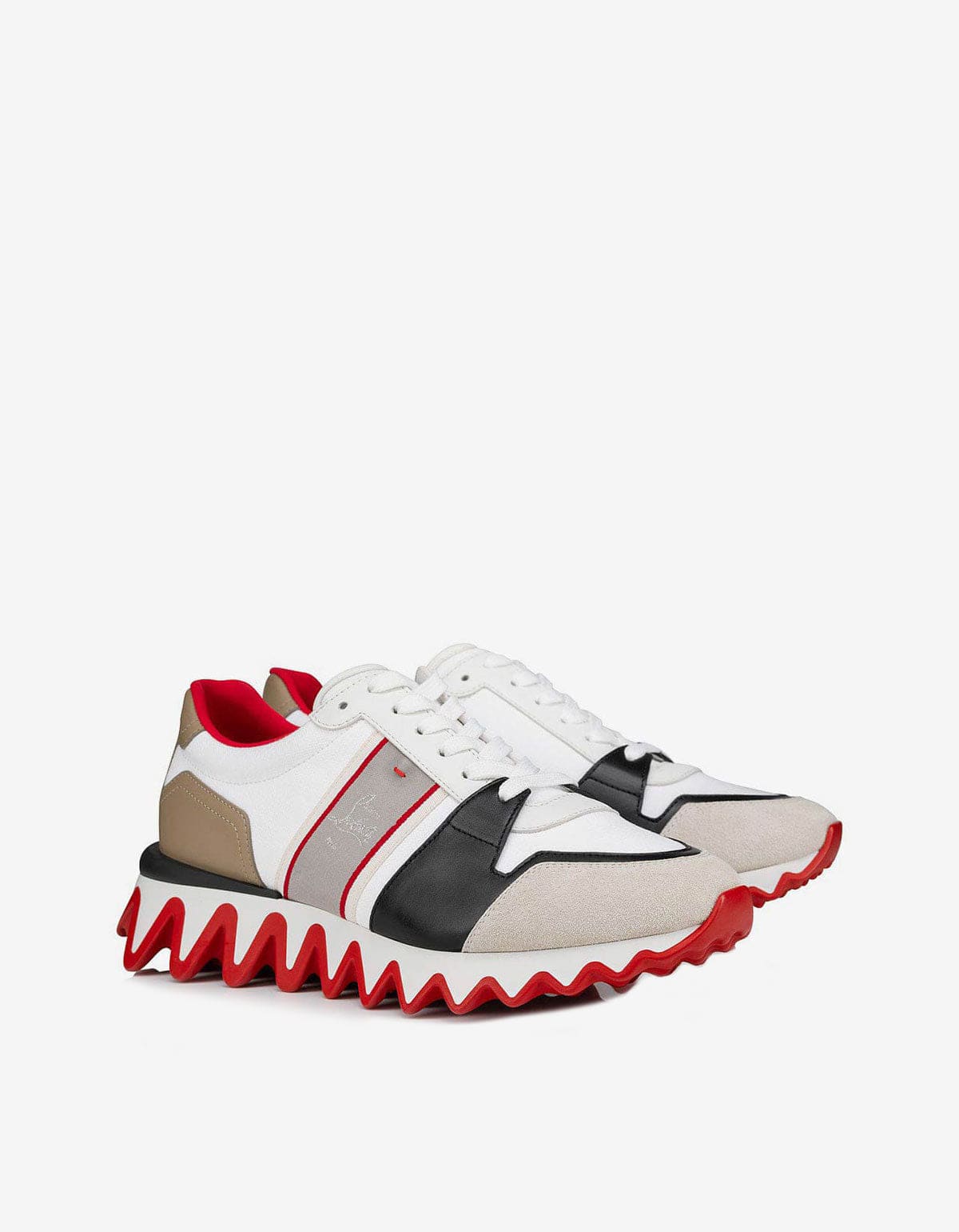 関税込 Christian Louboutin レザー＆キャンバス Nastroshark Nastroshark - Running Sneakers - Calf leather and fabric