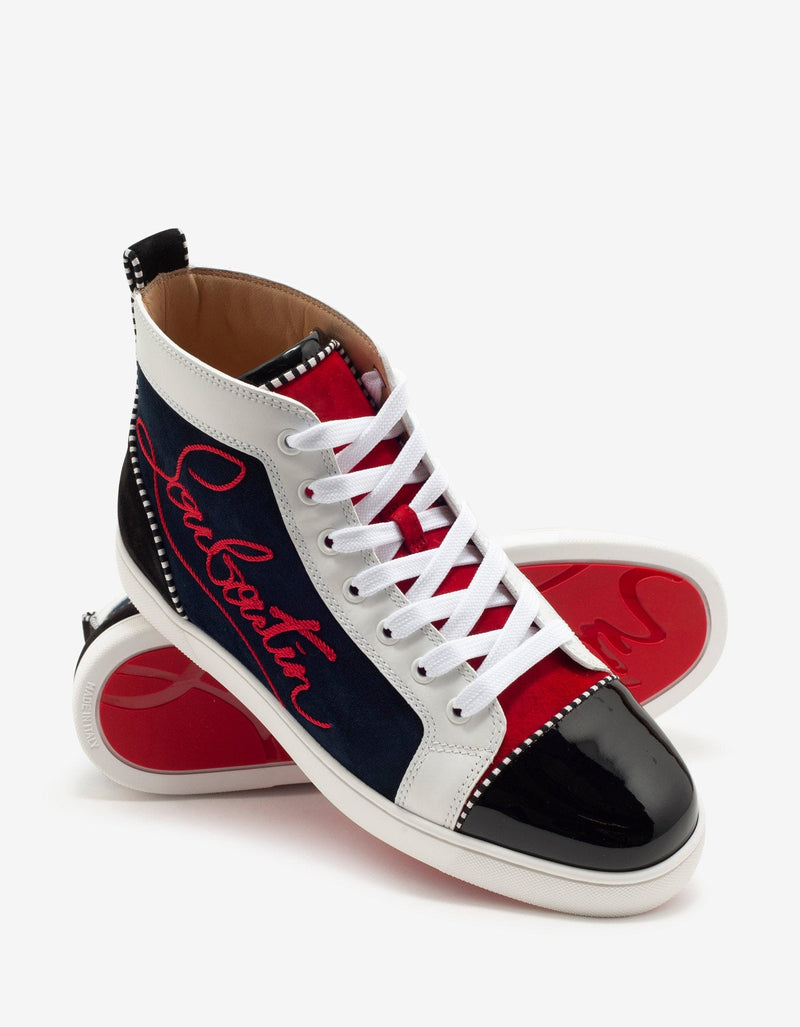 Christian Louboutin Navy Louis Panelled High Top Trainers