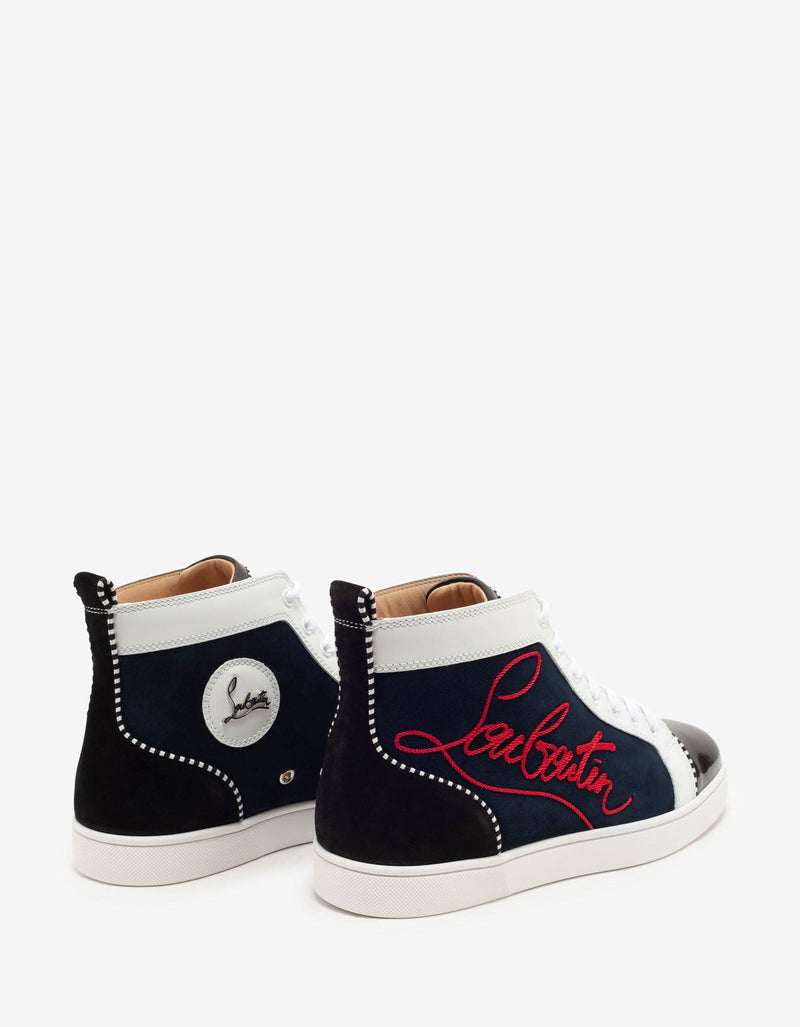 Christian Louboutin Navy Louis Panelled High Top Trainers