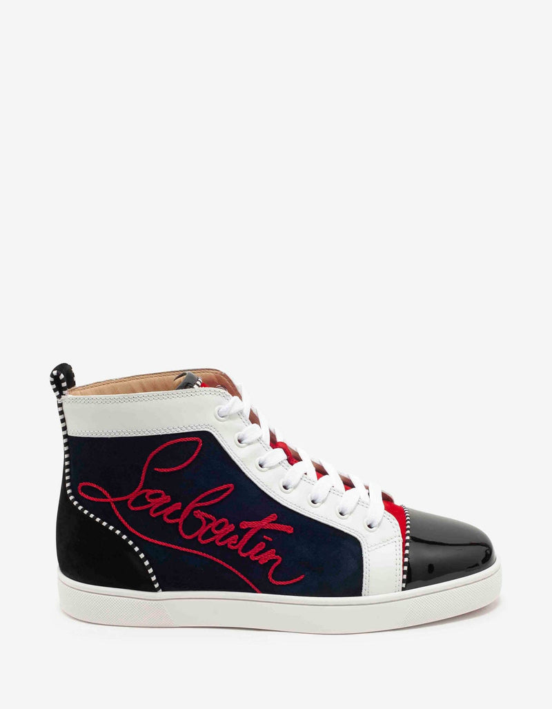 Christian Louboutin Navy Louis Panelled High Top Trainers