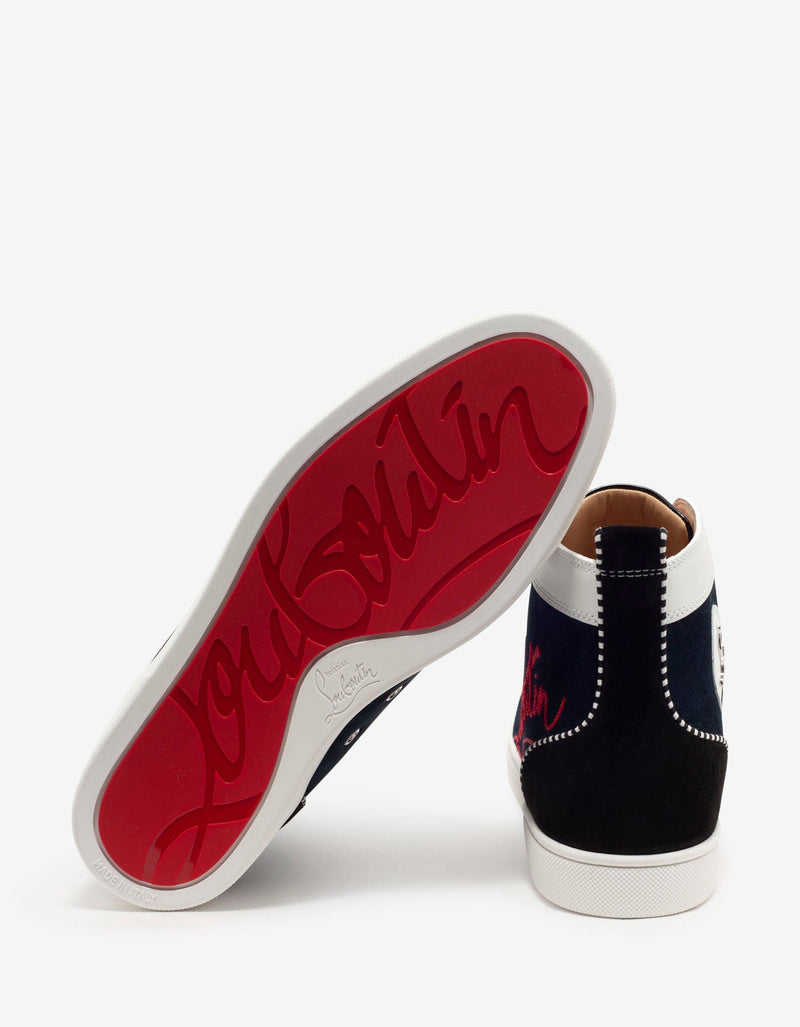 Christian Louboutin Navy Louis Panelled High Top Trainers