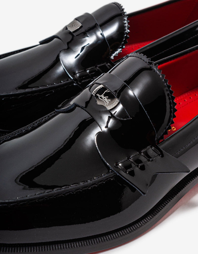 Christian Louboutin Penny Flat Black Patent Loafers -
