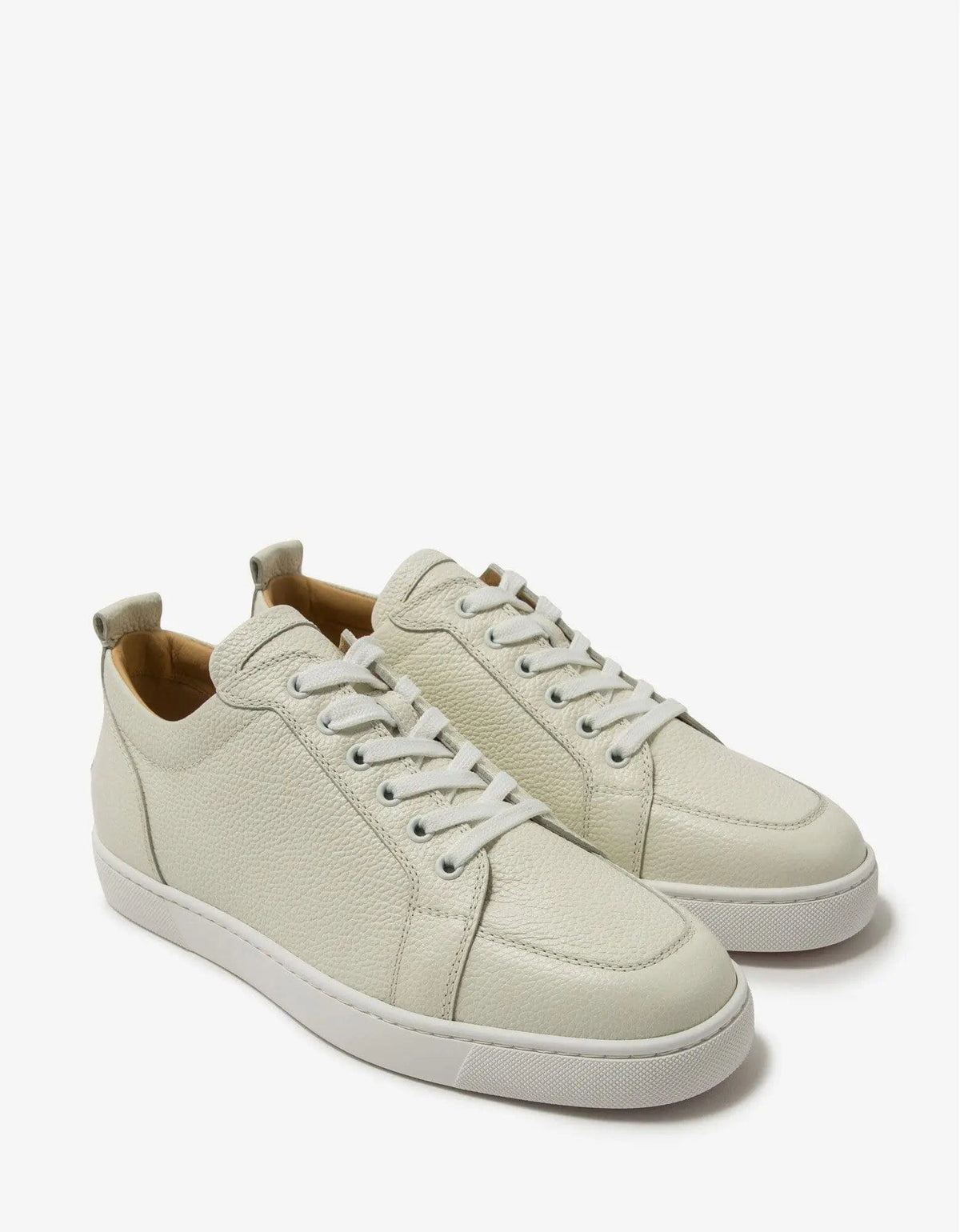 Christian Louboutin Rantulow Latte Grain Leather Trainers 40 White