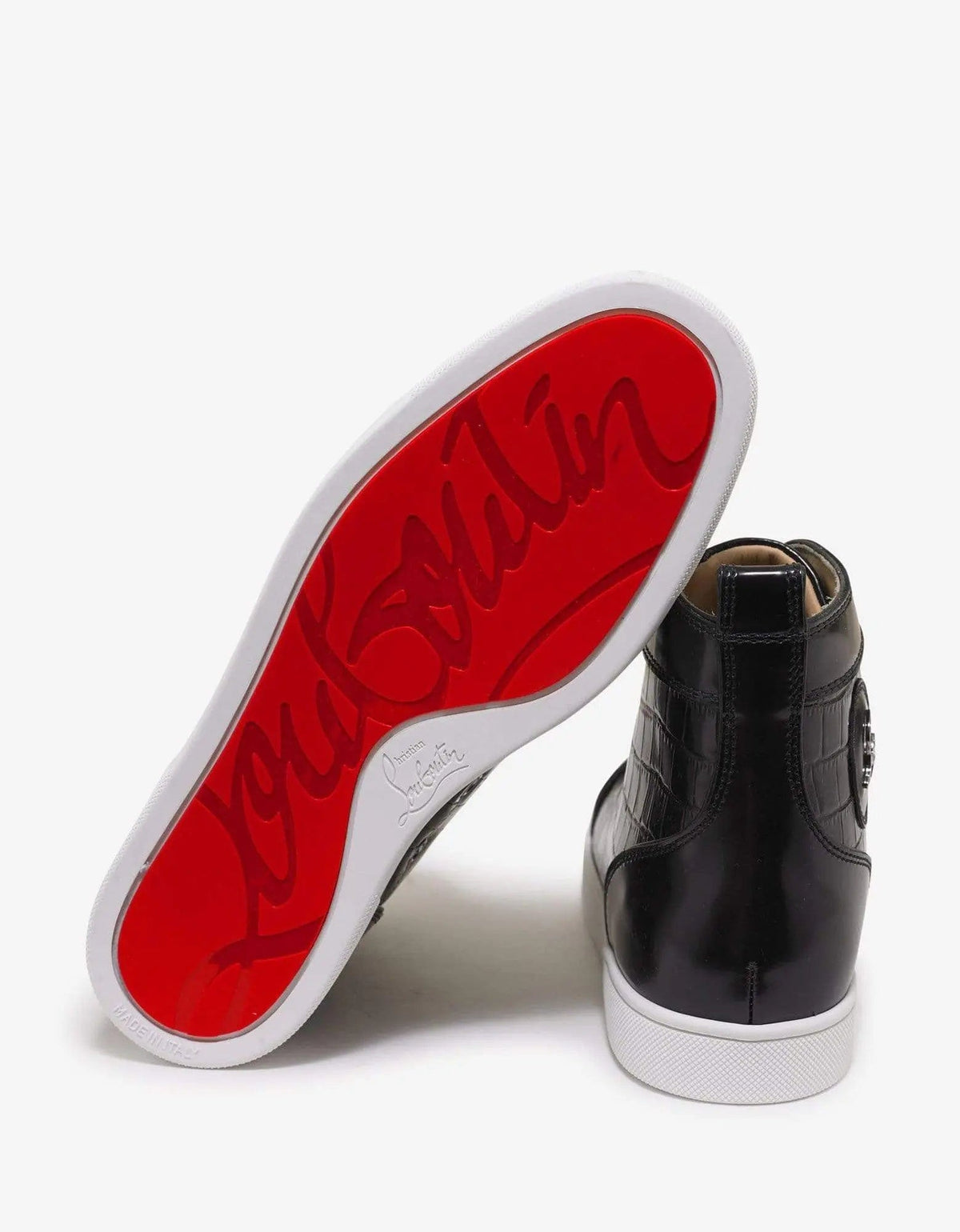 Christian Louboutin Rantus Flat Croc Embossed High Top Trainers 40 Black
