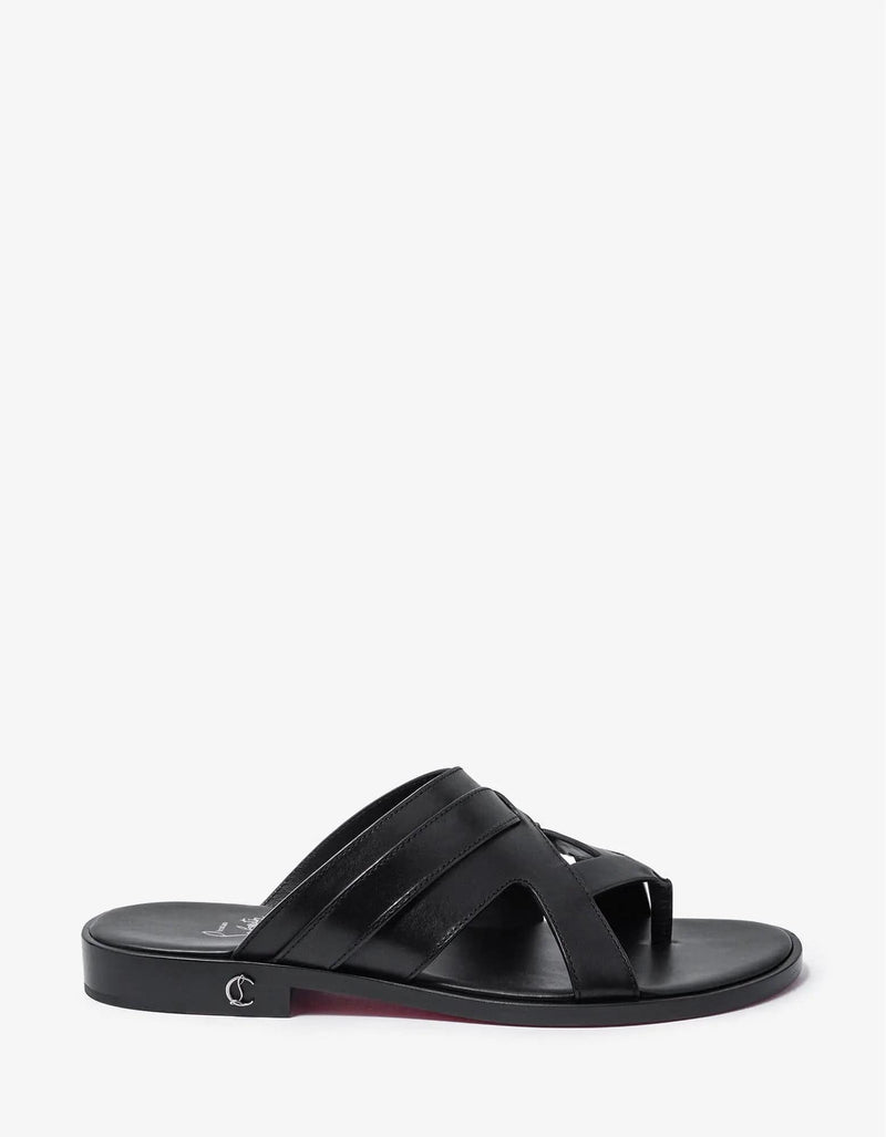 VIP CHRISTIAN LOUBOUTIN Sinouhe Black Leather Sandals▲Black Christian Louboutin Sinouhe Black Leather Sandals – Zoo Fashions