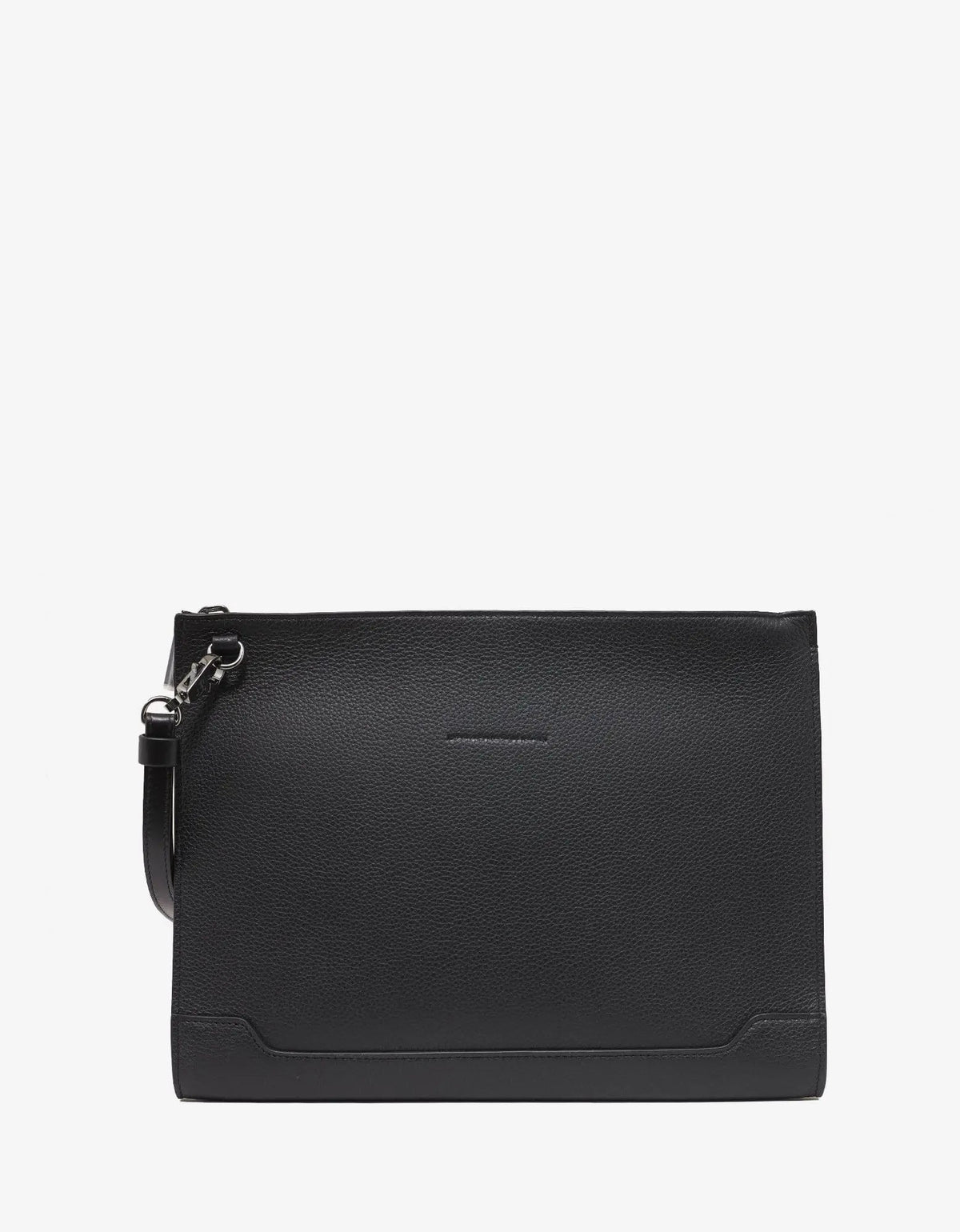 Christian Louboutin Skypouch Black Leather Bag with Silver Spikes