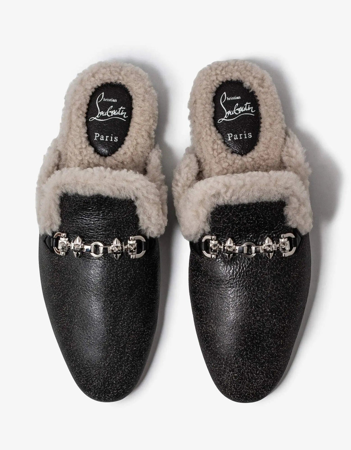 Christian Louboutin Woolito Swing Black Nappa Leather Mules
