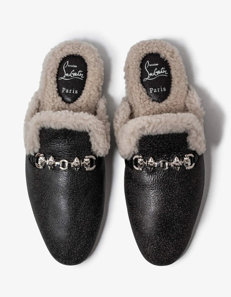 Christian Louboutin Woolito Swing Black Nappa Leather Mules