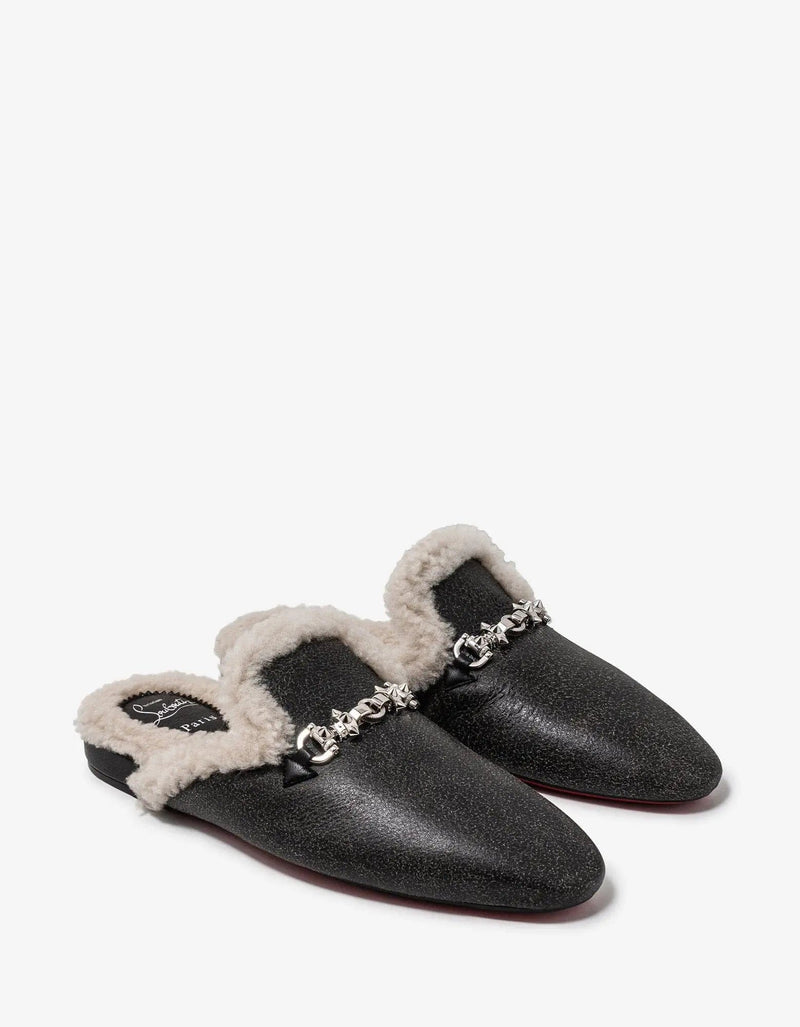 Christian Louboutin Woolito Swing Black Nappa Leather Mules – Zoo