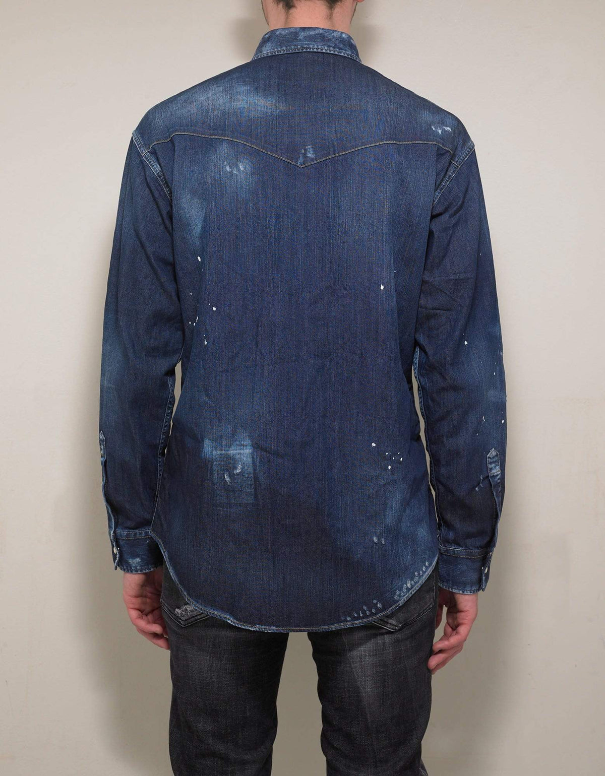 Dsquared2 Distressed Denim Shirt with Badges