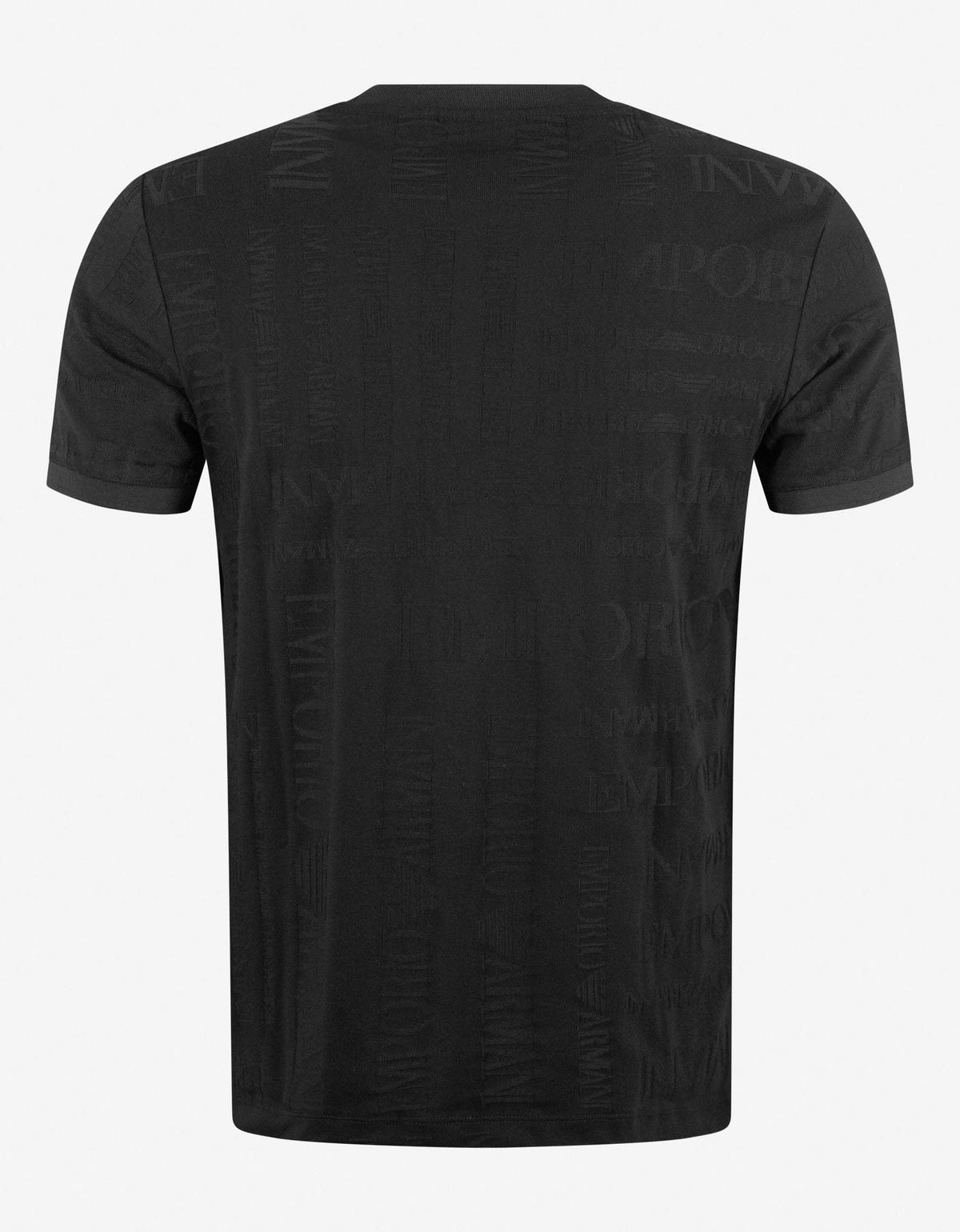 Emporio Armani Black All-Over Jacquard Logo T-Shirt