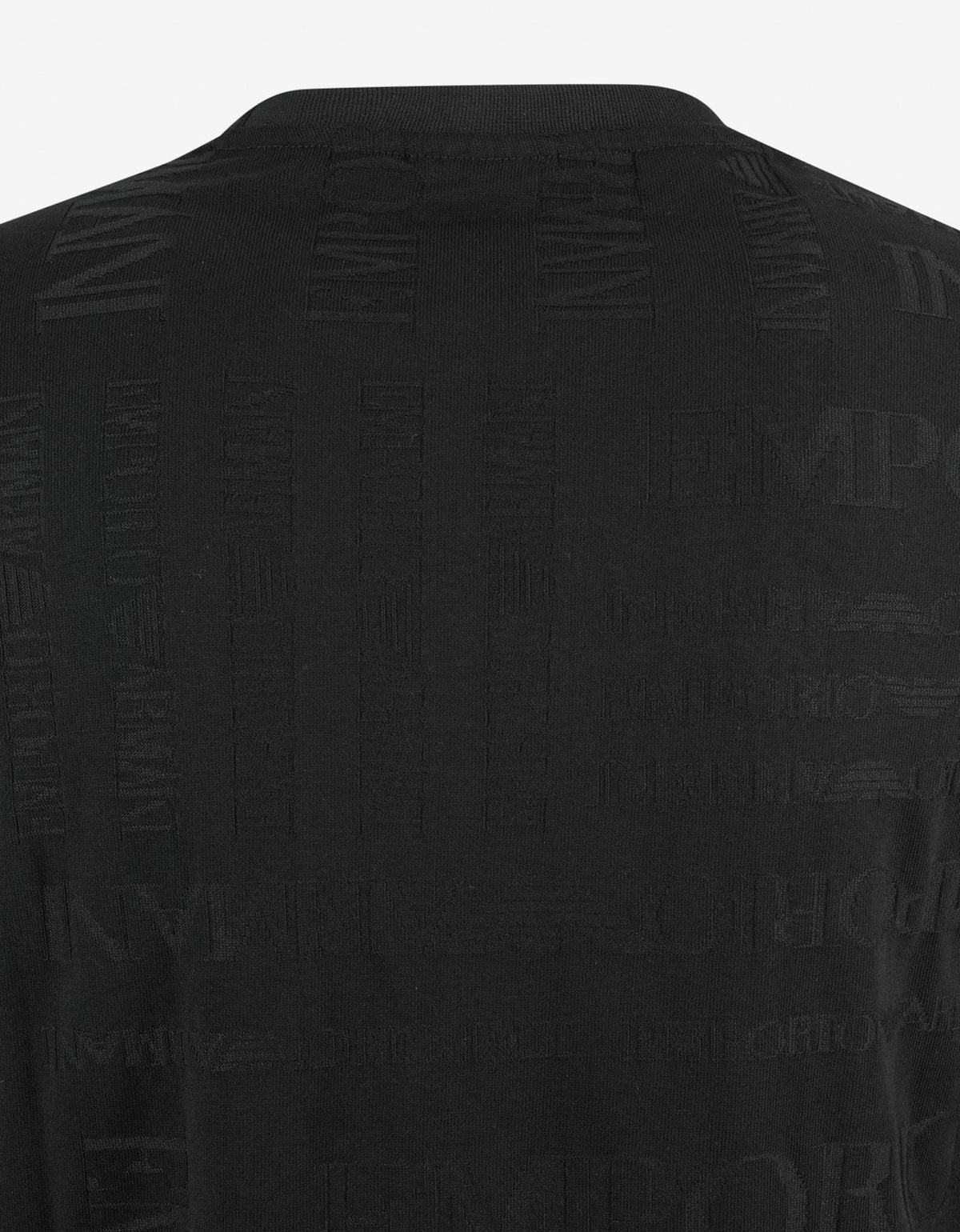 Emporio Armani Black All-Over Jacquard Logo T-Shirt