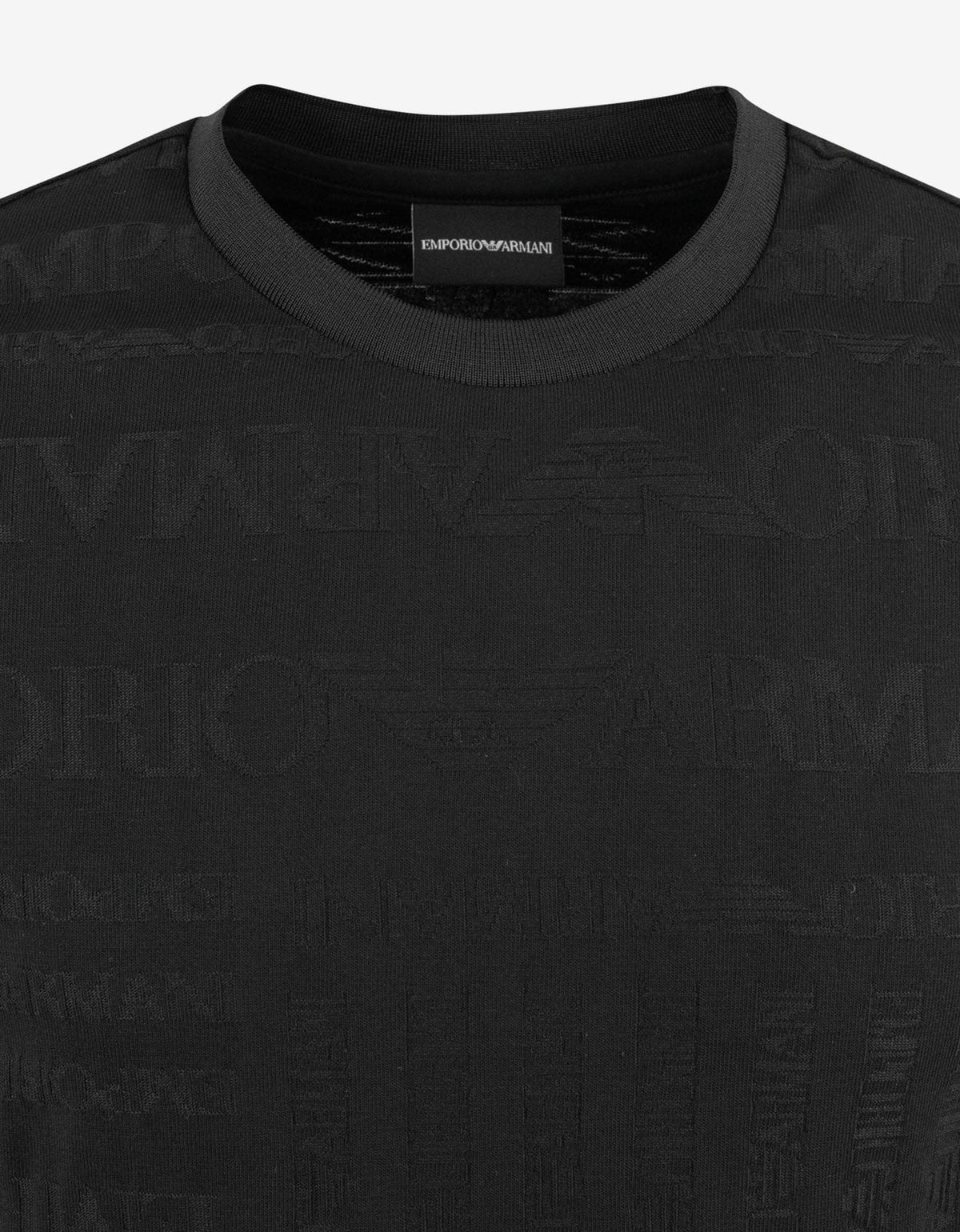 Emporio Armani Black All-Over Jacquard Logo T-Shirt