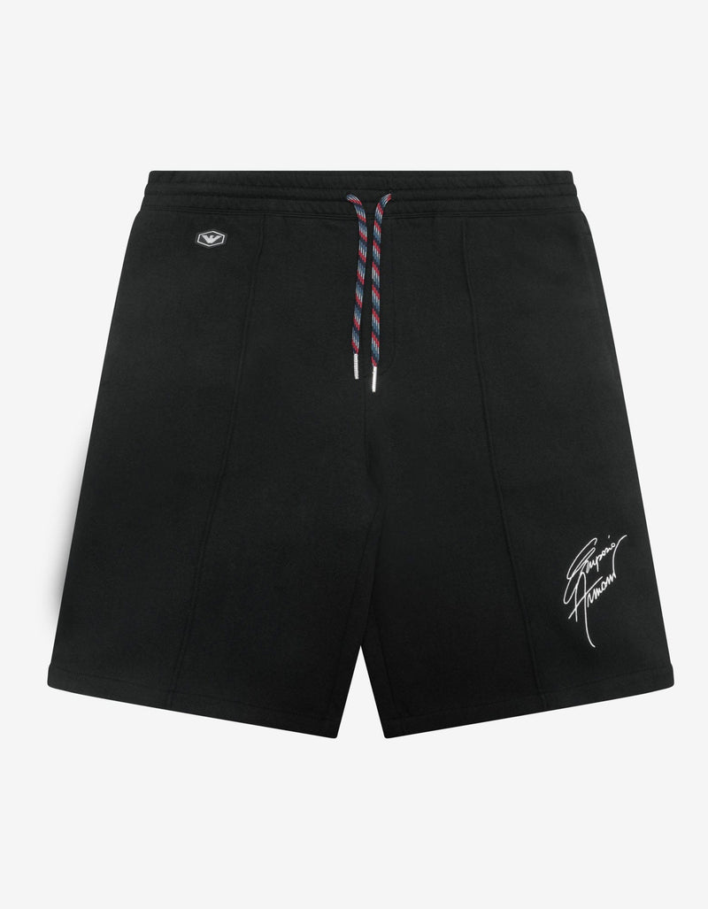 Emporio Armani Black Signature Logo Embroidery Sweat Shorts