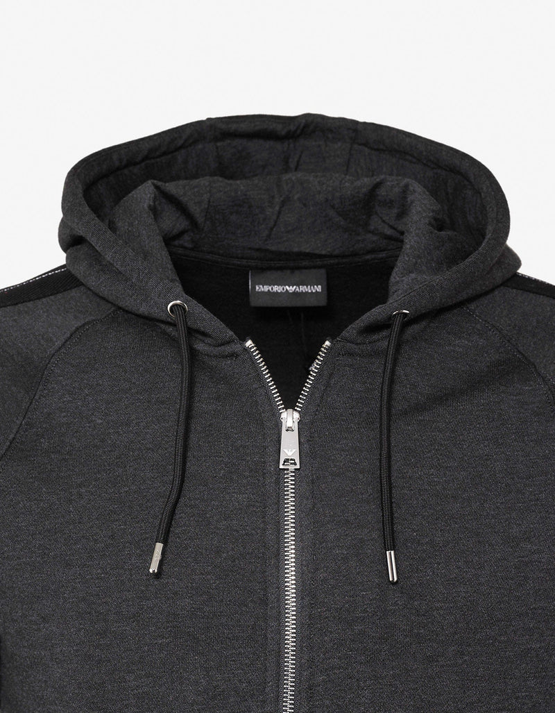 Emporio Armani Grey Grosgrain Trim Hoodie