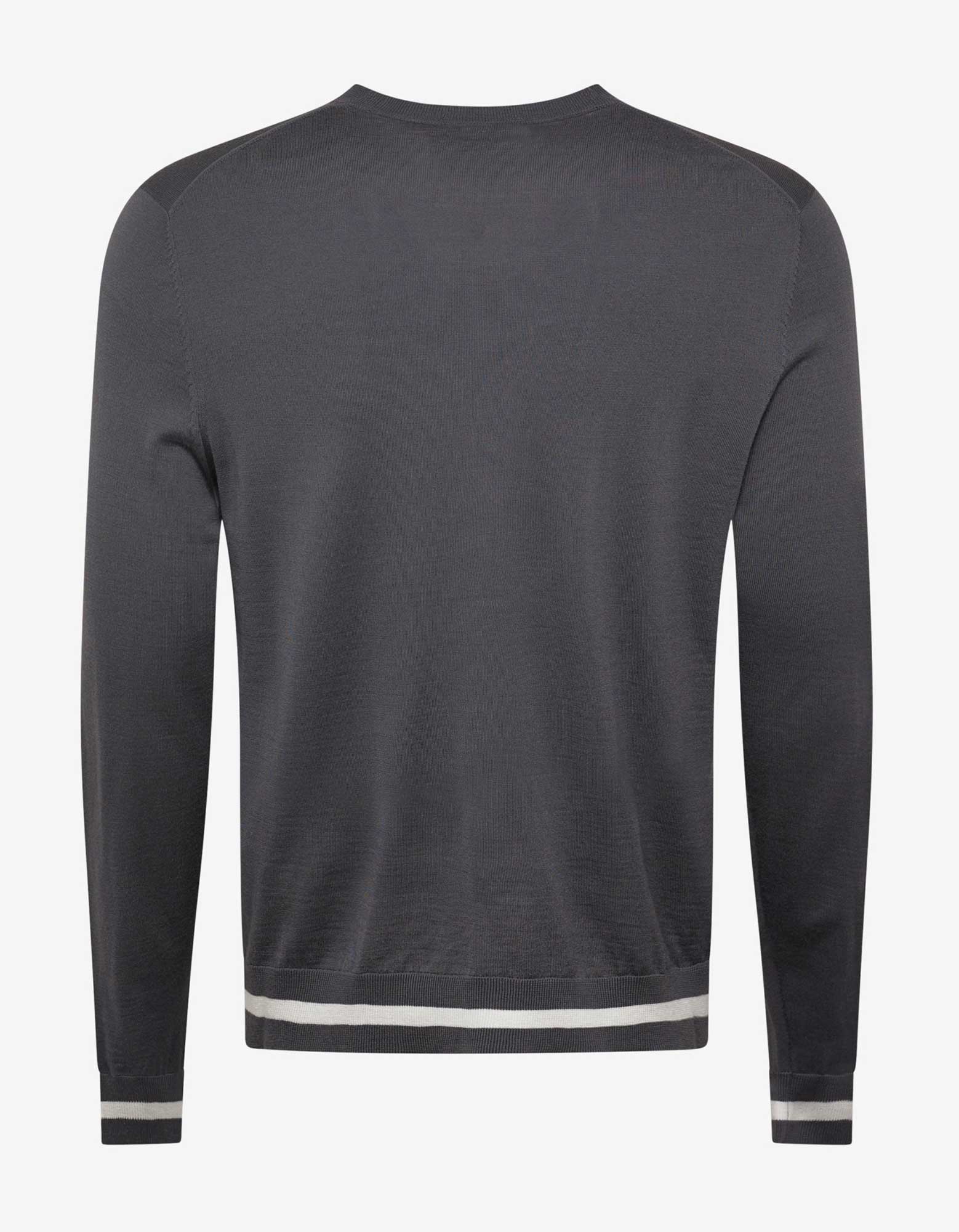 EMPORIO ARMANI グレー ブラック セーター 50 Emporio Armani Grey Logo Embossed Wool Sweater – Zoo Fashions