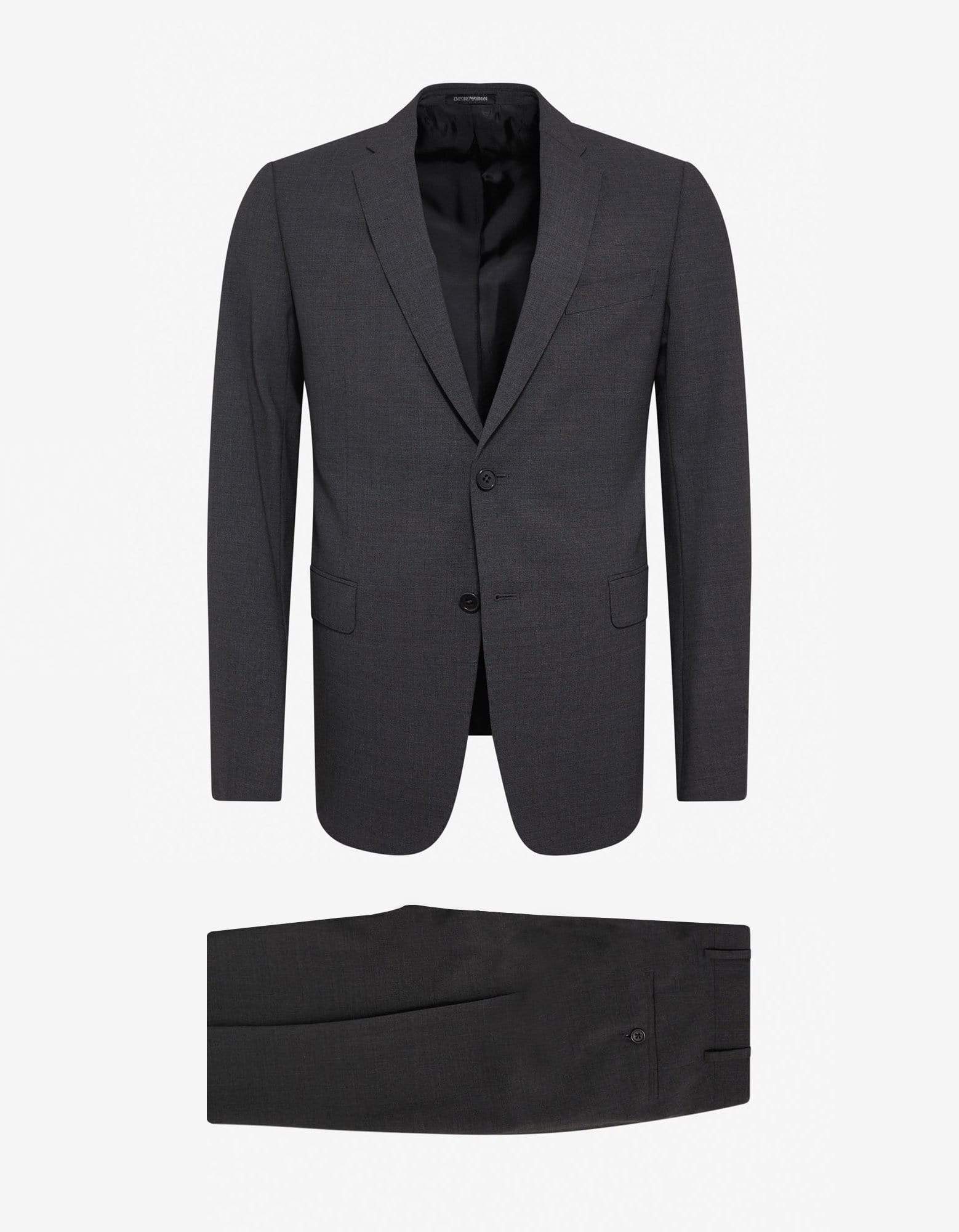 Emporio Armani Grey Wool-Blend Two-Button Suit – mens designer