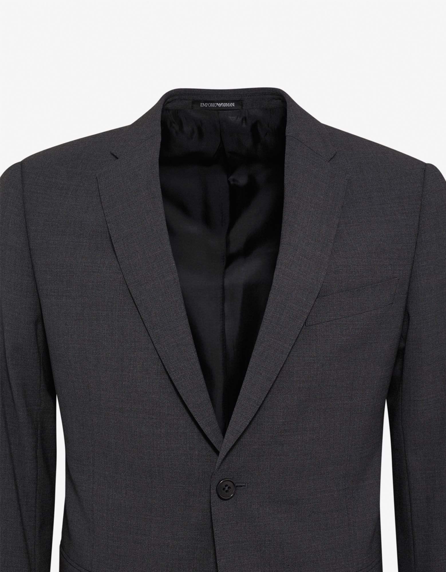 Emporio Armani Grey Wool-Blend Two-Button Suit – mens designer