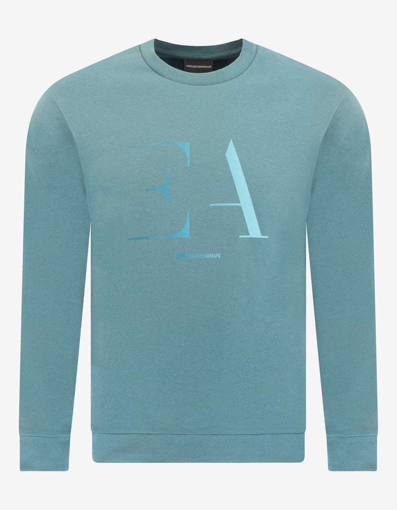 Emporio Armani Light Blue EA Logo Print Sweatshirt