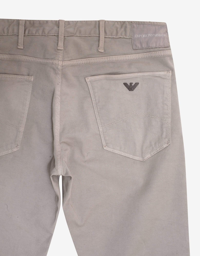 Emporio Armani Light Grey Slim Fit Logo Badge Jeans