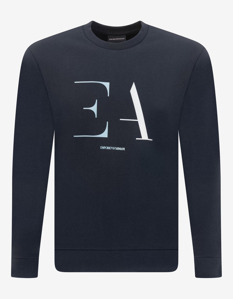 Emporio Armani Navy Blue EA Logo Print Sweatshirt