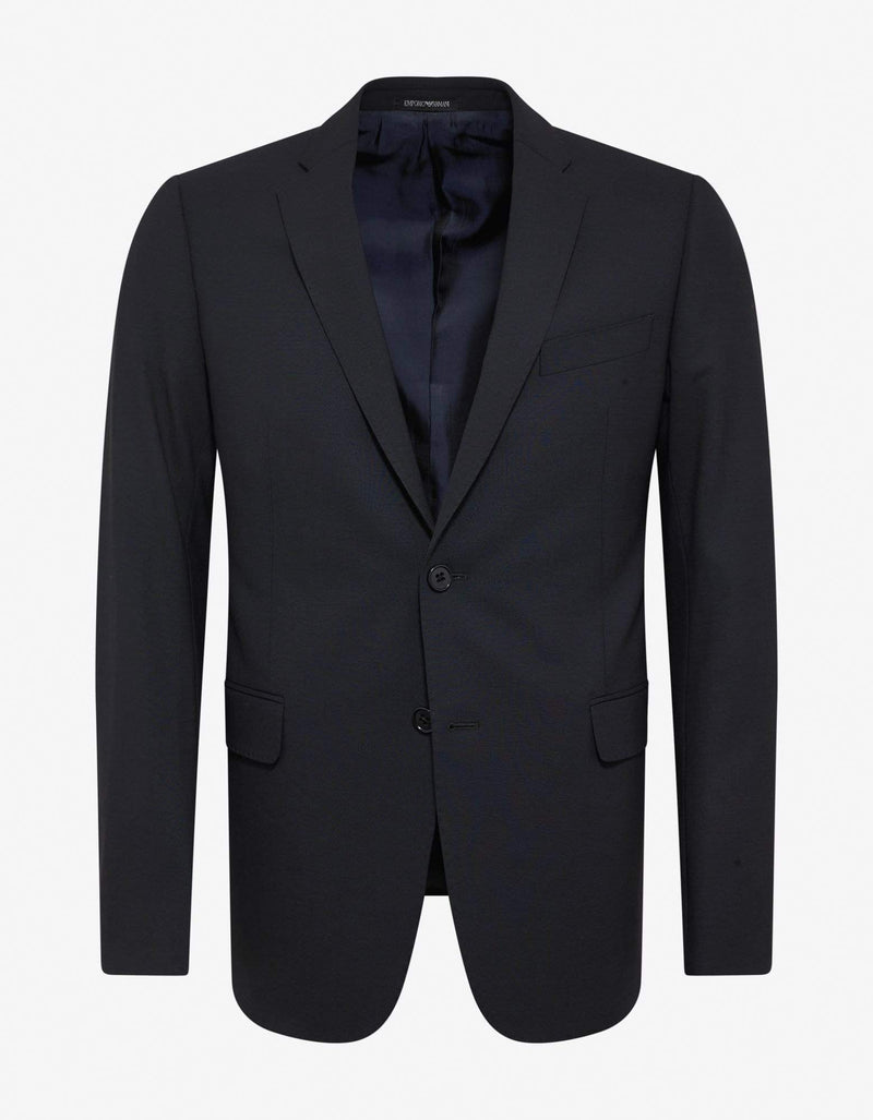 Emporio Armani Navy Blue Wool-Blend Two-Button Suit