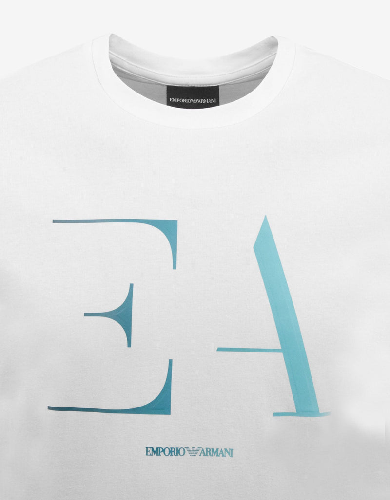 Emporio Armani White EA Logo Print T-Shirt