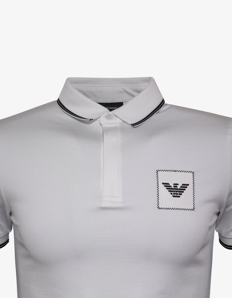 Emporio Armani White Eagle Patch Polo T-Shirt