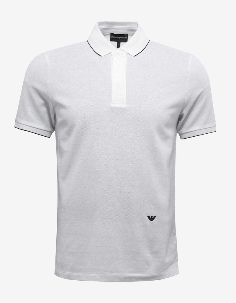 Emporio Armani White Logo Embroidery Polo T-Shirt