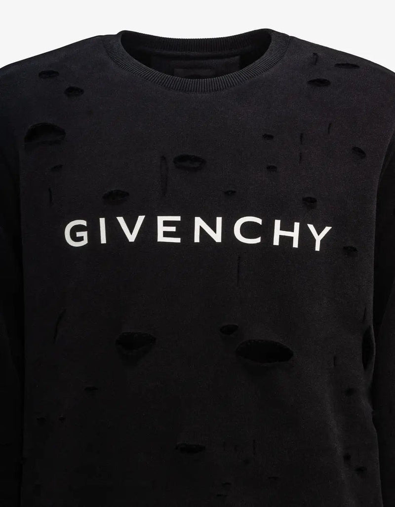 Givenchy Black Archetype Logo Destroyed Sweatshirt Zoo Fashions