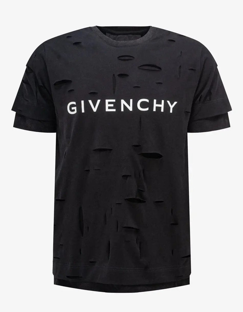Givenchy Black Archetype Logo Destroyed T Shirt Zoo Fashions