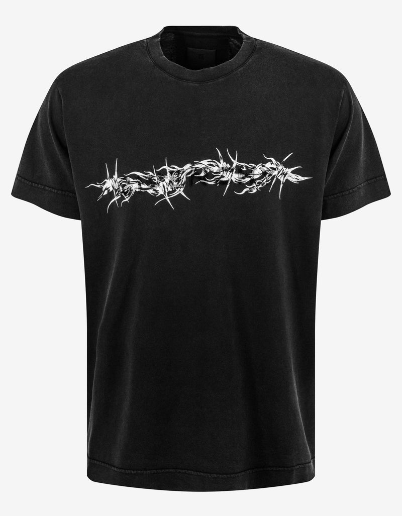 Givenchy Black Barbed Wire Print Oversized T-Shirt