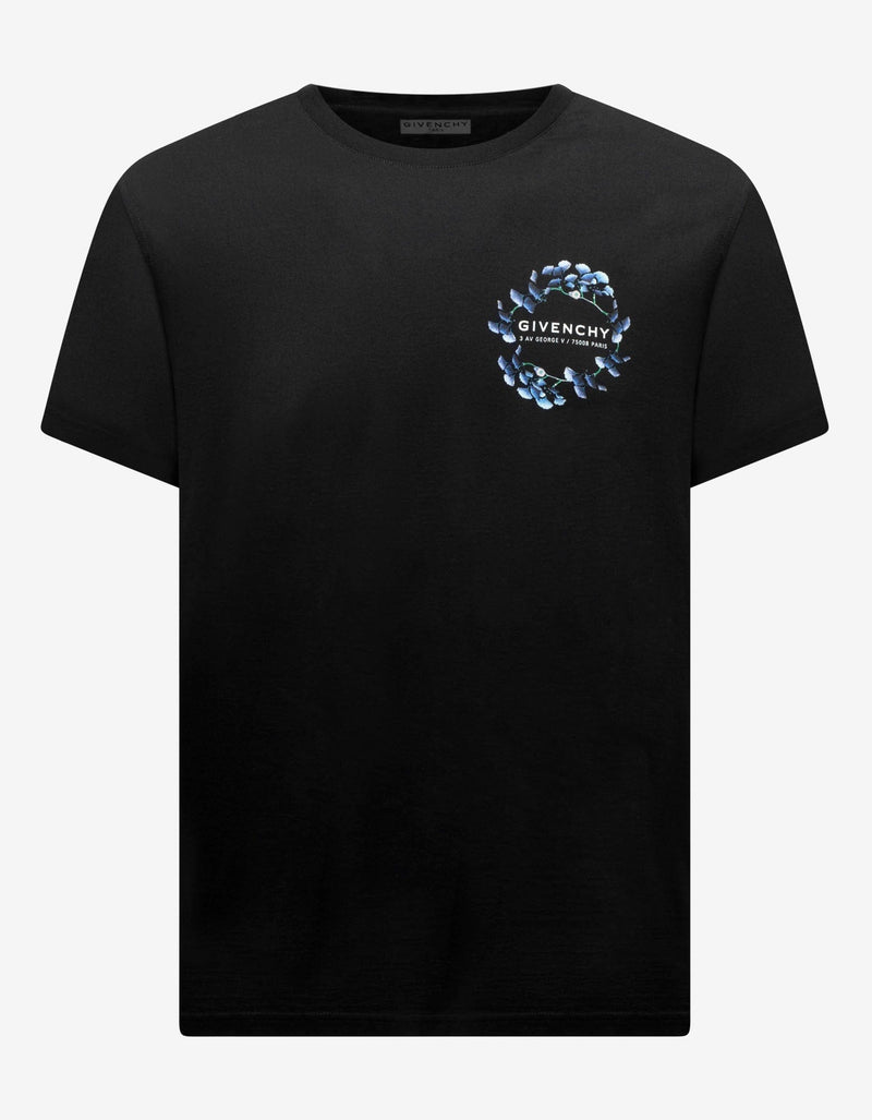Givenchy Black Floral Wreath Print T-Shirt