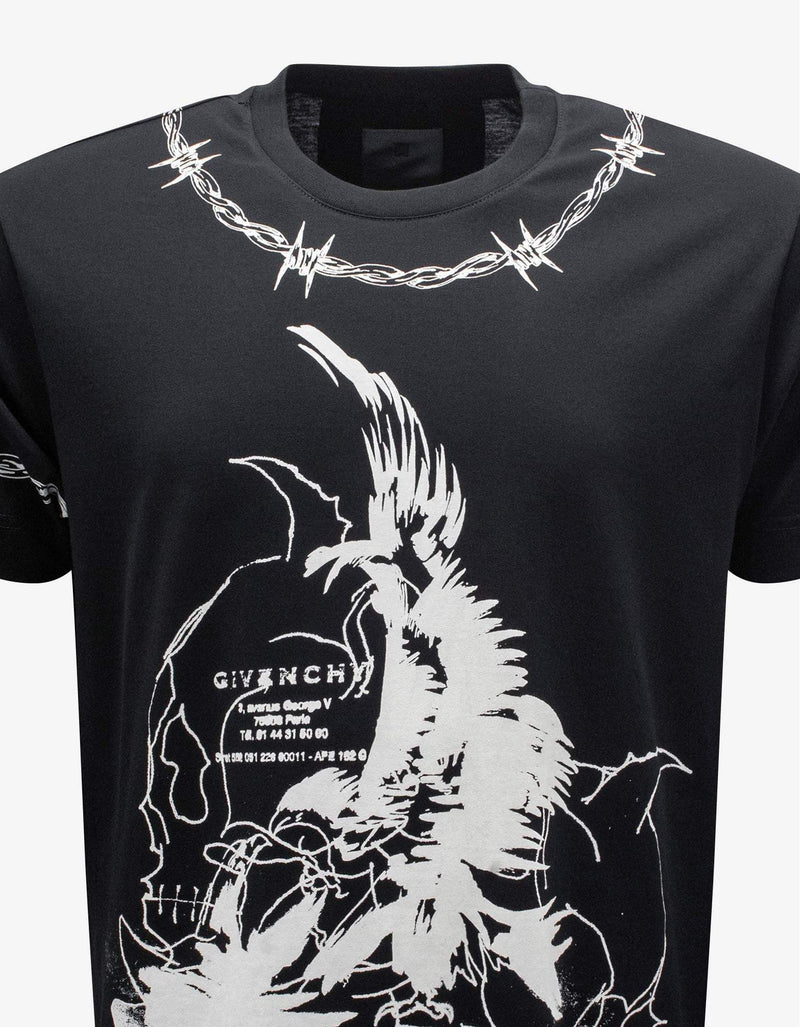 Givenchy Black Gothic Print Oversized T-Shirt