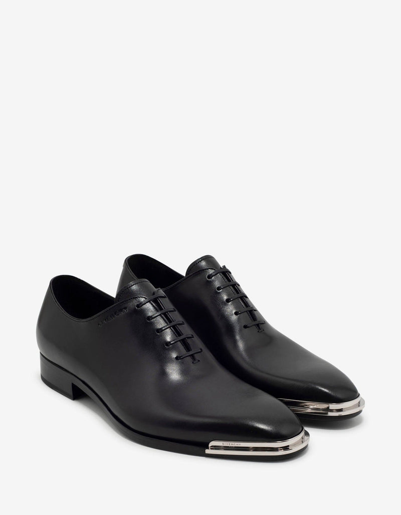 Givenchy Black Leather Oxford Shoes with Metal Tips