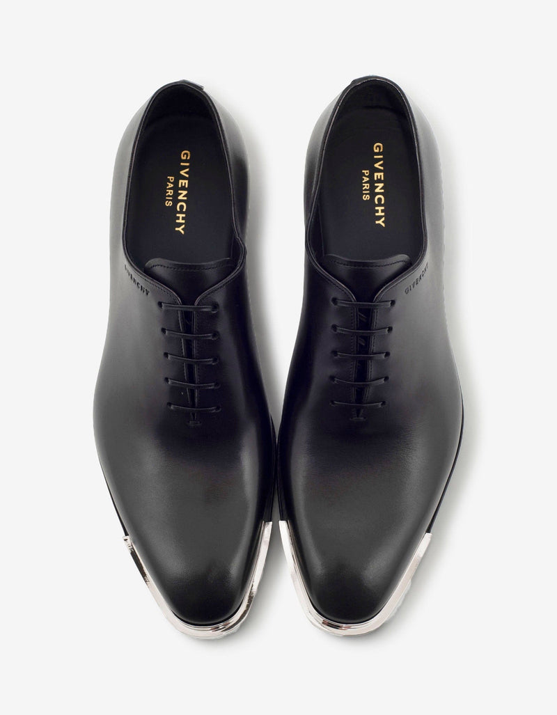 Givenchy Black Leather Oxford Shoes with Metal Tips