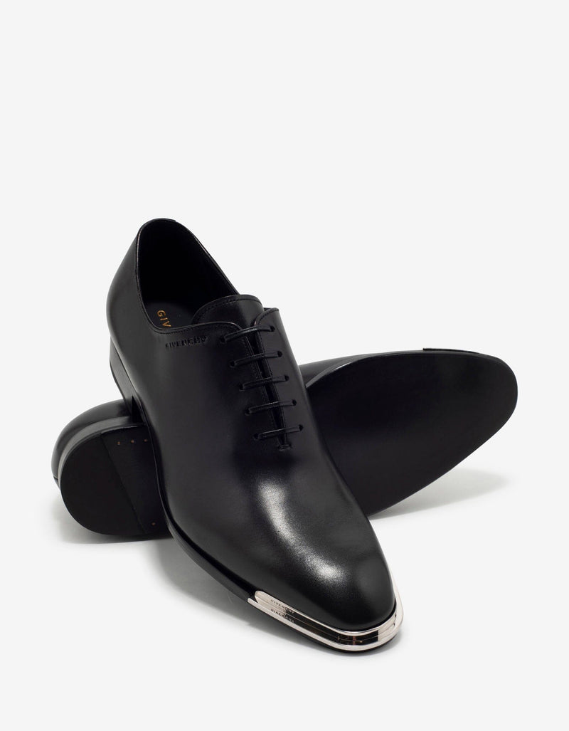 Givenchy Black Leather Oxford Shoes with Metal Tips