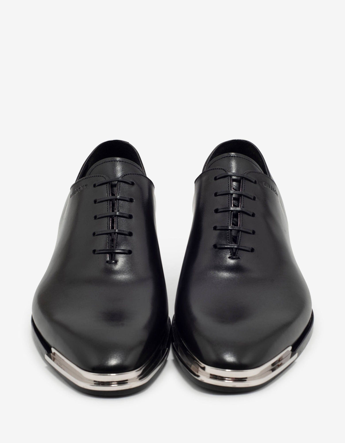 Givenchy Black Leather Oxford Shoes with Metal Tips