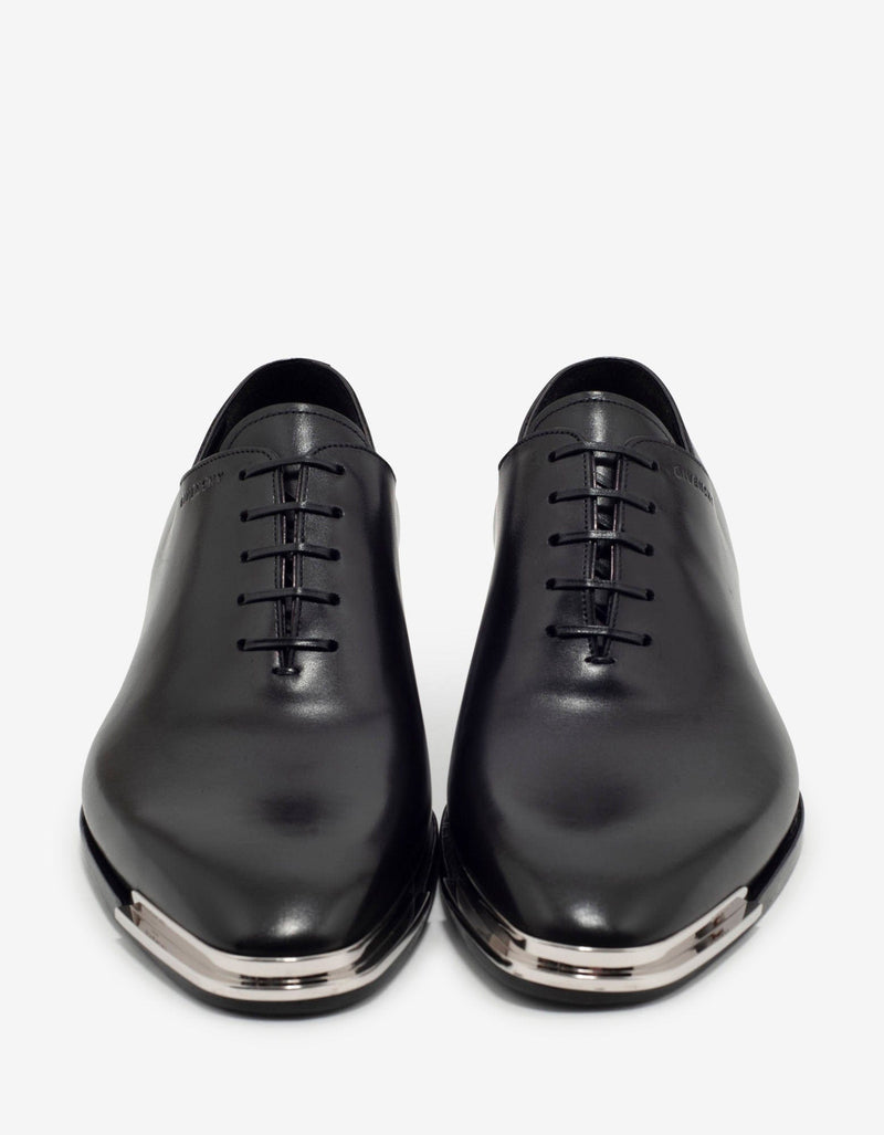 Givenchy Black Leather Oxford Shoes with Metal Tips