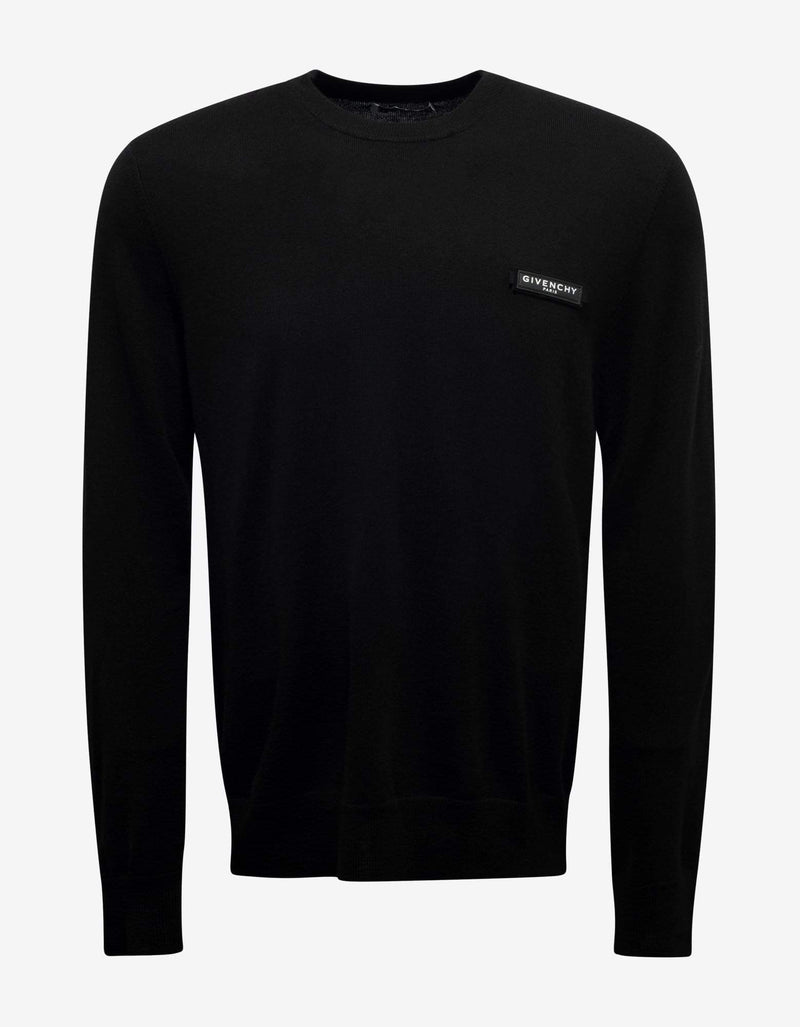 Givenchy Black Logo Patch Wool Sweater