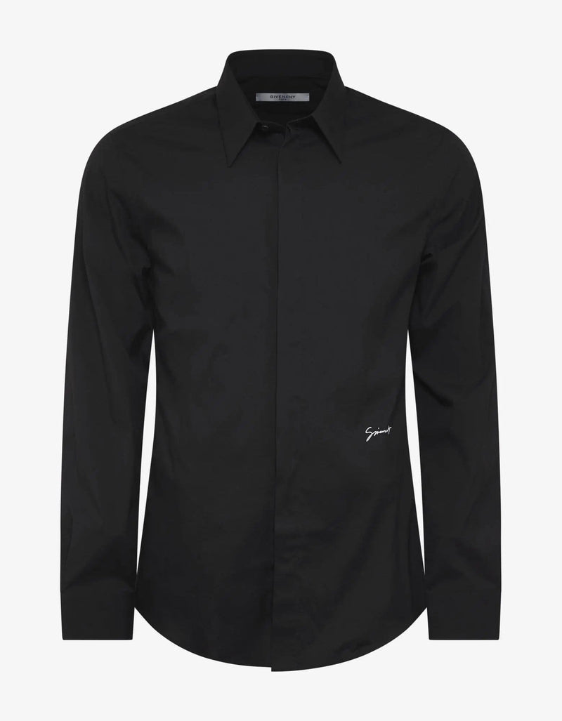Givenchy Black Logo Signature Stretch Cotton Shirt Zoo Fashions