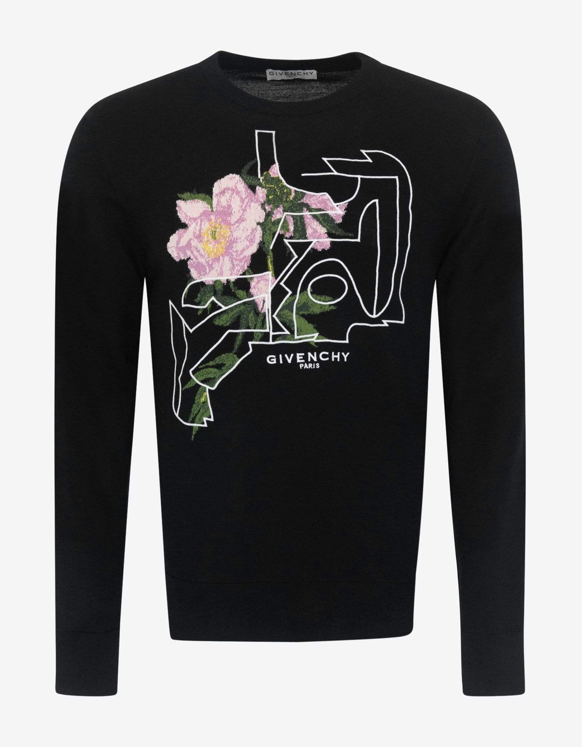 Givenchy Black Peony Jacquard Wool Sweater