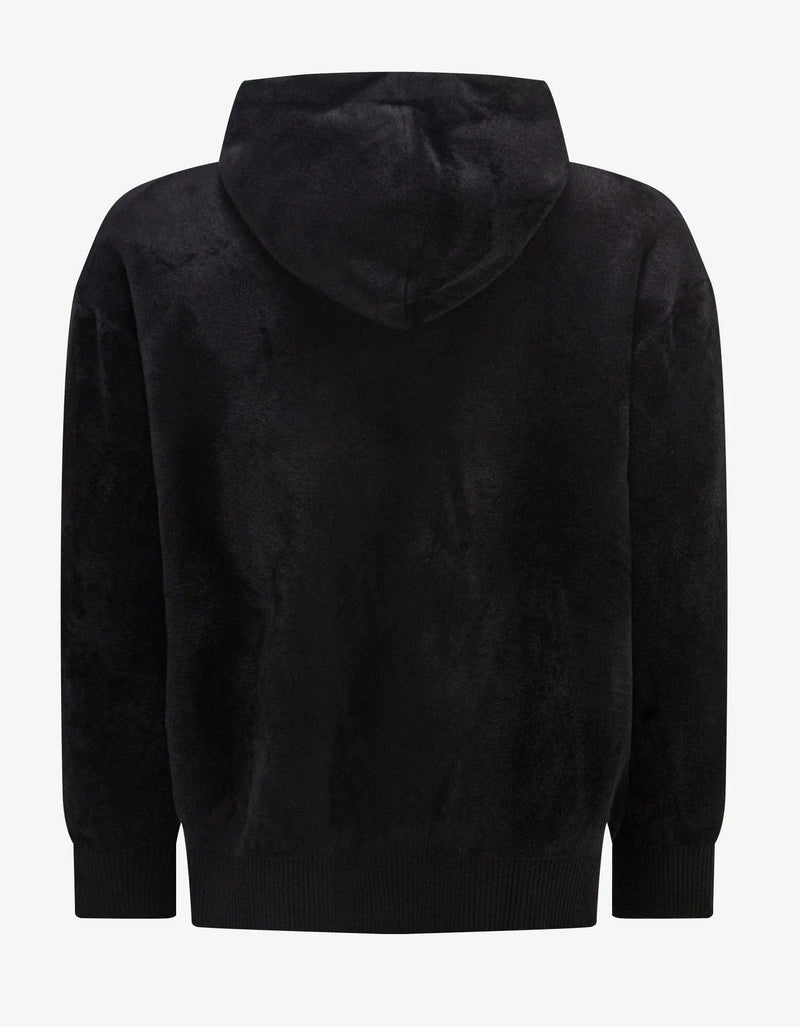 Givenchy Black Velvet Zip Logo Hoodie Zoo Fashions