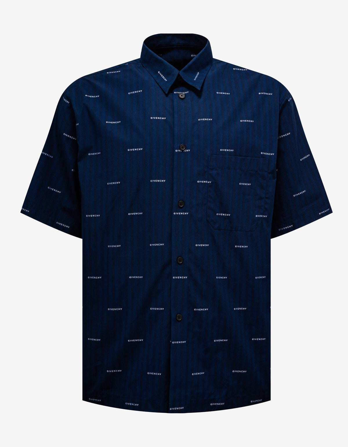 Givenchy Blue All-Over Logo Stripe Shirt
